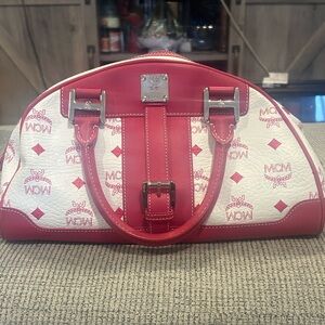 Pre Loved MCM Pink and White Women's Bag